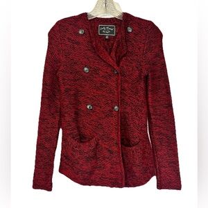 Lucky Brand Women Jacket Red Knit Double Breasted Pockets Dressy Casual Size XS‎